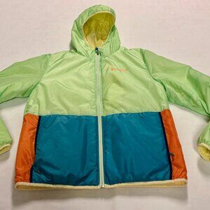 ~Cotopaxi REVERSIBLE Puffer Full Zip Hooded Winter Jacket Women's M Yellow/Green